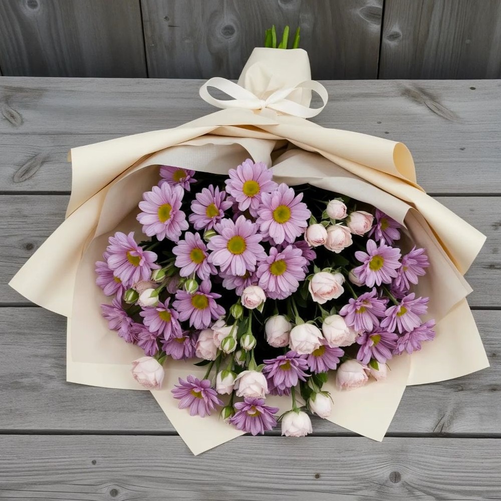 Букет цветов из: Розы и Хризантемы в Суне