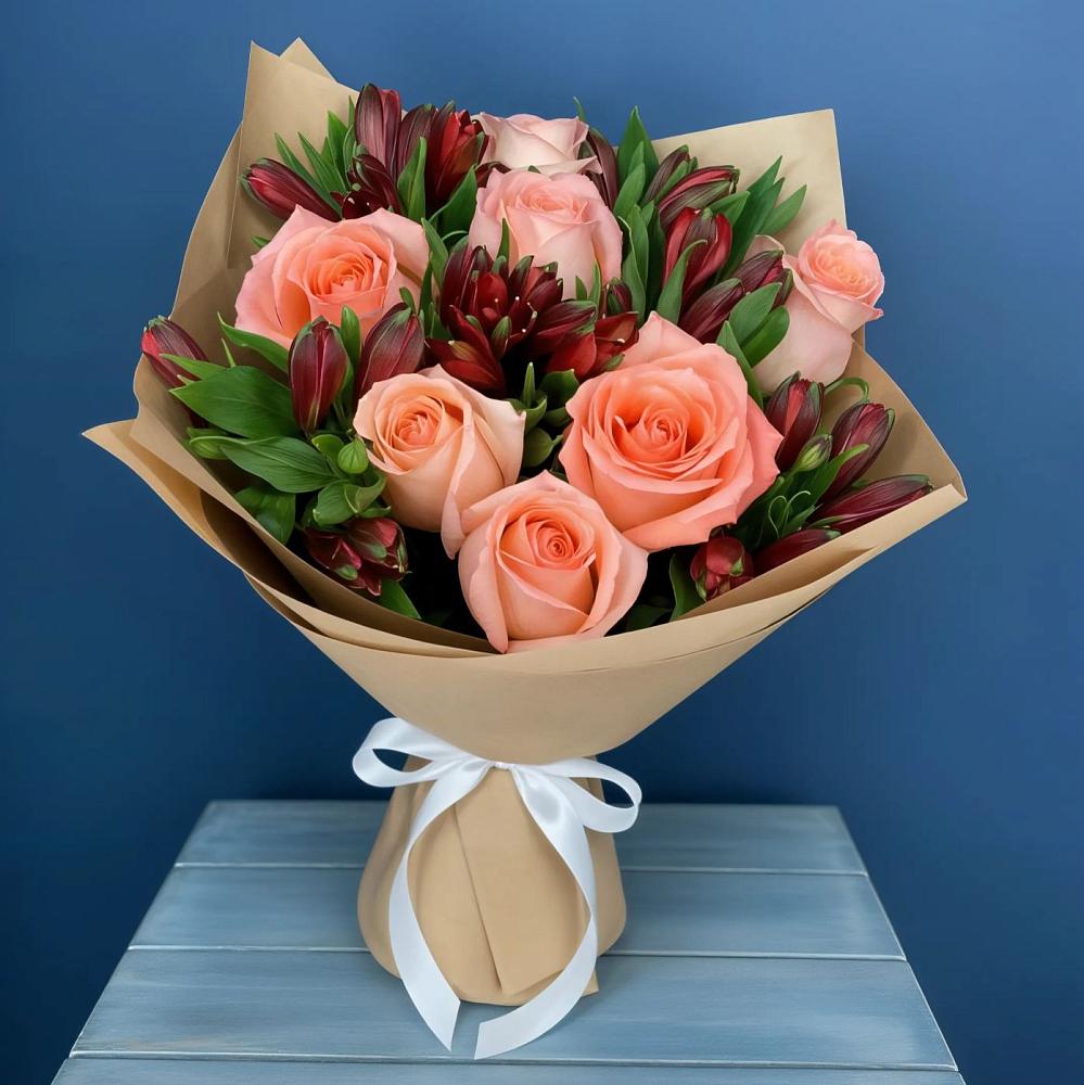 Букет цветов из: Розы и Альстромерии в Суне