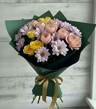 Букет цветов из:  Хризантемы и Розы в Суне