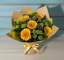 Букет цветов из:  Герберы и Хризантемы в Суне