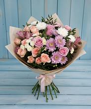 Букет цветов из:  Хризантемы, Розы и Альстромерии в Суне