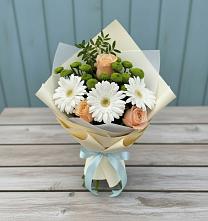 Букет цветов из:  Герберы, Розы и Хризантемы в Суне